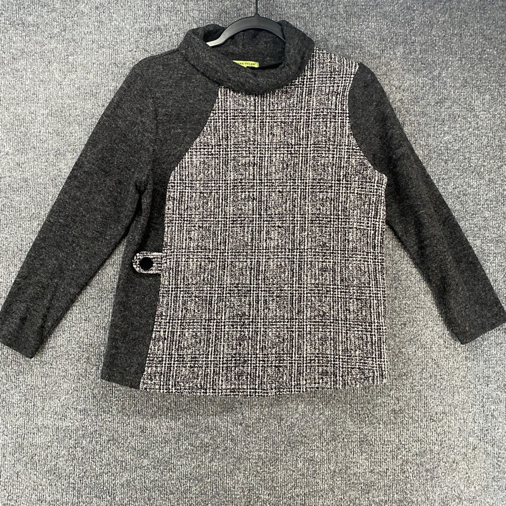 Trisha Tyler Sweater‎ Womens M Colorblock Pullover Fleece Lagenlook Minimalist